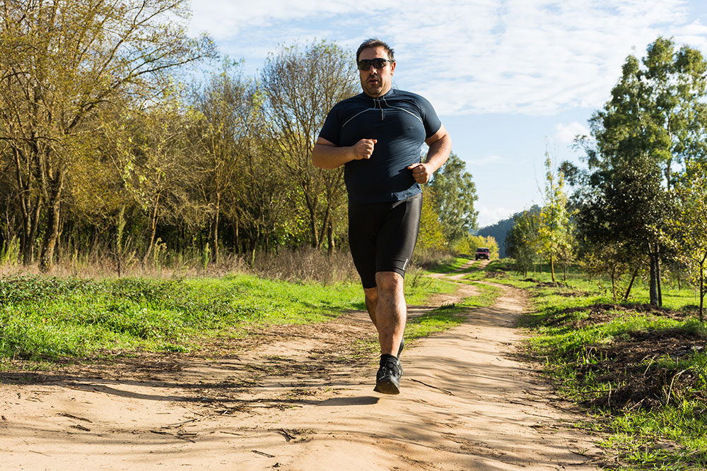 Overweight man jogs to help his sleep apnea